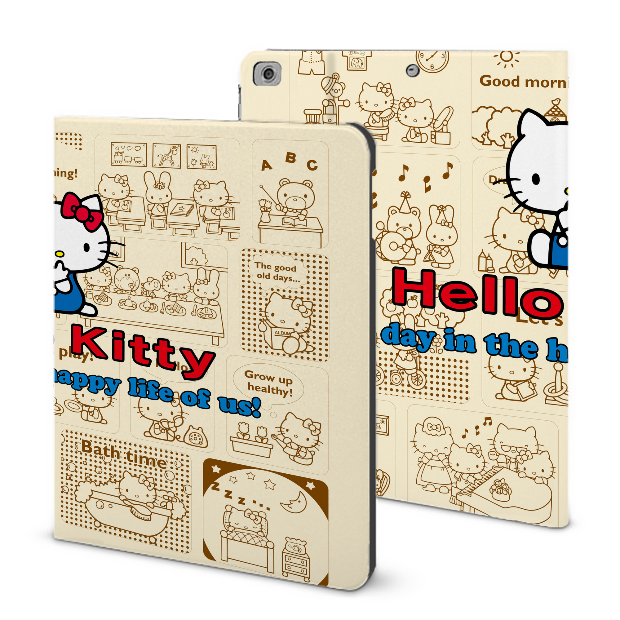 （画像用） Hello Kitty ハローキティ IPad ケース ブック型 PUレザー TPU 耐衝撃 軽量 薄型 ペン収納なし 全面保護 IPad 各モデル対応